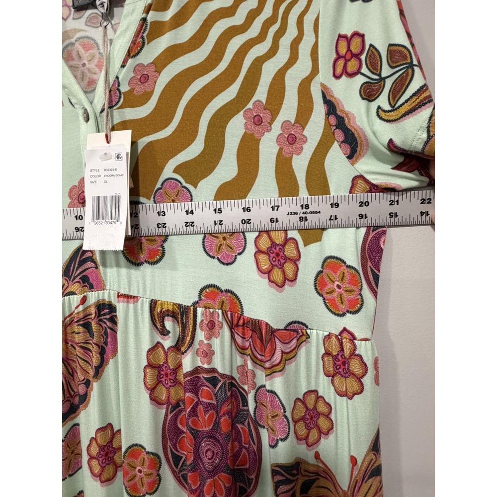 Johnny Was NWT Woman's Xl Endora Scarf Print‎ Midi Dress Geometric Sunburst Boho - Picture 7 of 12